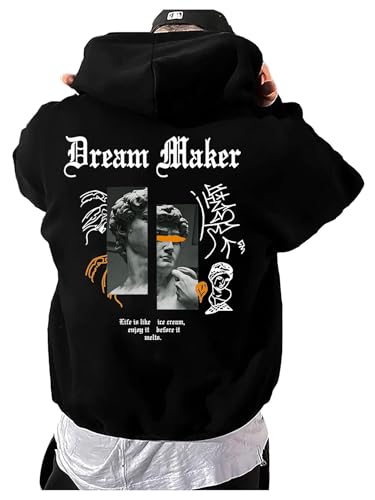 SHENHE Men's Oversized Graphic Hooded Sweatshirt Letter Figure Print Hoodie Pullover Top