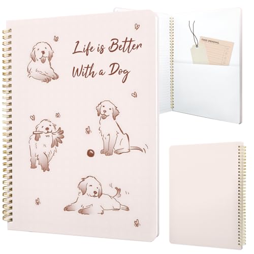 Image of Cute Spiral Notebook 8.5 x 11 lined Journal A4 with Pocket, Dog | 70 page, Note Book with Pocket, Large, Big, Hard Cover, Aesthetic, Pretty Design, for Women, Girls, Kawaii
