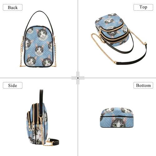 Cute Kitty White Grey Cats Shoulder Handbag Women Quilted Chain Strap Phone Wallet Handbag Cute Ladies Crossbody Satchel Bag4