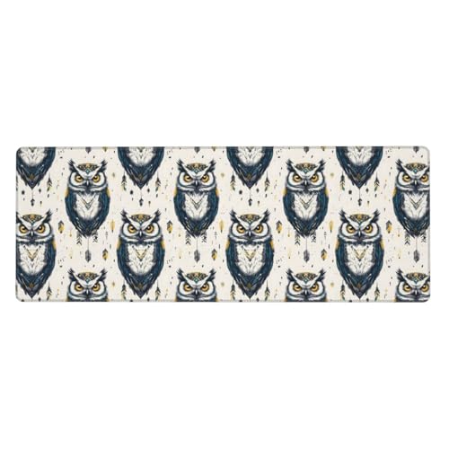 Tapis de souris de jeu avec bords cousus anti-effilochage motif hibou vintage