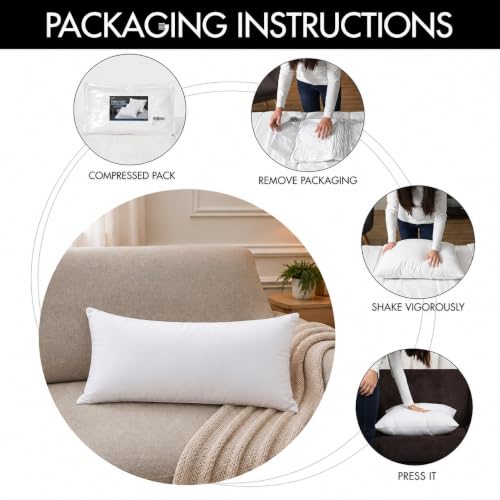 Image of Torque Microfiber Cushion Filler 12 x 20 Inch 5 Pcs | Throw Pillow for Sofa | Filler Cushion Insert Pillow Cushion for Sofa Couch Bed Home Decorative Gifts