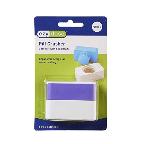 Ezy Dose Travel Pill Crusher and Grinder, Crushes Pills, Vitamins, Tablets, Storage Compartment, Removable Drinking Cup, Colors May Vary