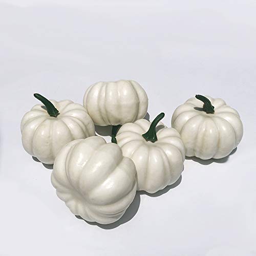 image for KEDOEO 12 Pcs Artificial White Pumpkins Fake White Pumpkins Wedding Ha