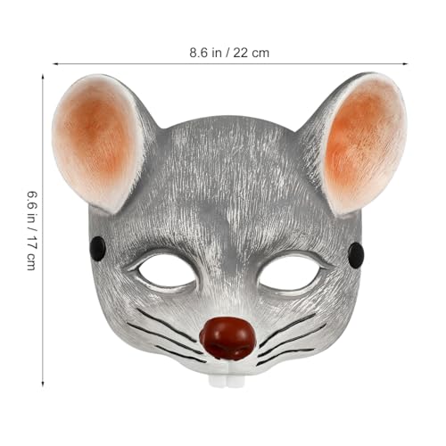 Warmhm 1stk 3d-mausmaske Ratten-halloween-kostüm Masken Bausatz Led-maske Böses Rattenkostüm Gefälligkeiten Für Maskerade-partys Kostüm Tier-cosplay-maske Wimperntusche Light Grey