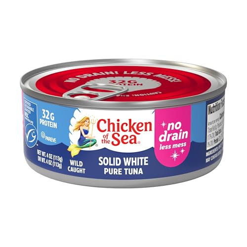 Image of Chicken of the Sea Solid White Pure Albacore MSC Tuna, 4 oz. Cans (Pack of 24), Wild Caught Tuna, No Drain