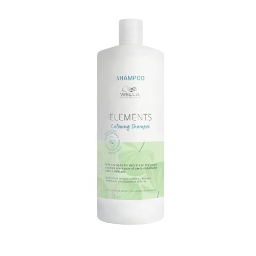 Wella Professionals ELEMENTS CALMING Shampoo ohne Silikone – milde Haarpflege für empfindliche Kopfhaut – beruhigt und regeneriert – mit weißem Tee und Provitamin B5 – 1 L