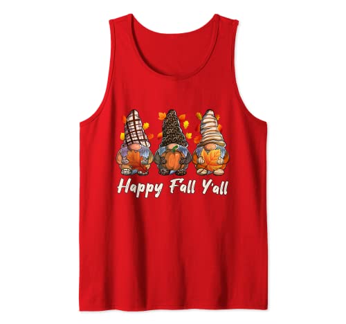 Feliz Otoño Y'all Gnomo Calabaza Divertido Otoño Gnomos amantes Camiseta sin Mangas