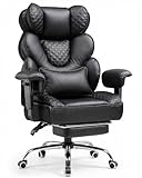 【Fauteuil de bureau avec repose-pieds & dossier à 150°】Le dossier est réglable de 90° à 150° – adapté pour travailler, se détendre ou lire. Le repose-pieds extensible transforme le fauteuil en un confortable fauteuil de relaxation au bureau. Parfait comme fauteuil gamer avec repose-pieds ou fauteuil de bureau réglable pour de longues séances assises.