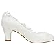 Emily Bridal Brautschuhe Frauen Seide wie Satin Stämmiger Absatz Absatzschuhe mit Stich Spitzen Blume Kristall Perle, Elfenbein, 38 EU (5 UK)