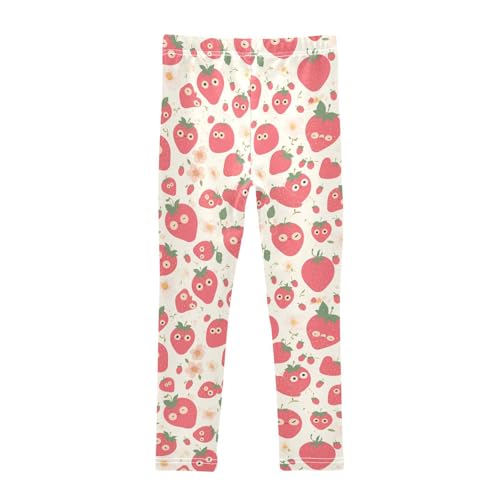 KLL Organic Garden Safari Strawberry Little Girls Leggings Stretch High Waisted Athleisure Pants Exercise2