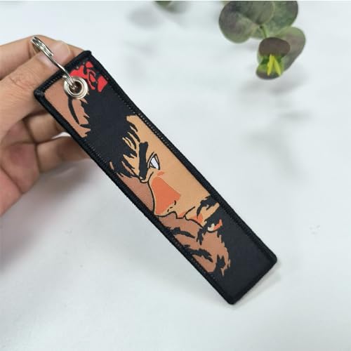 Image of 1 Pack Anime Keychain Tag Jet Tag Key Chain Cartoon Embroidered with Key Ring for Motorcycles Car Accessories