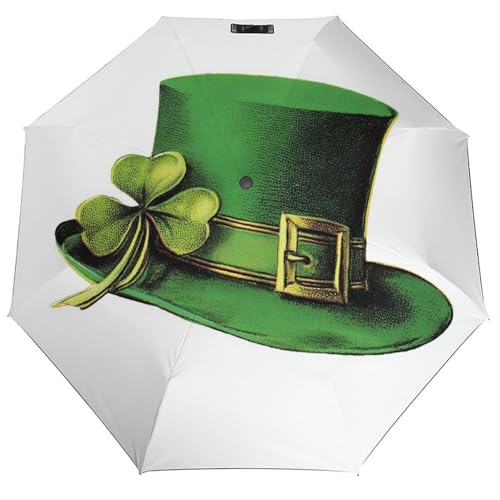Chapeau vintage de la Saint-Patrick imperméable et parapluie compact 3 volets anti-vent