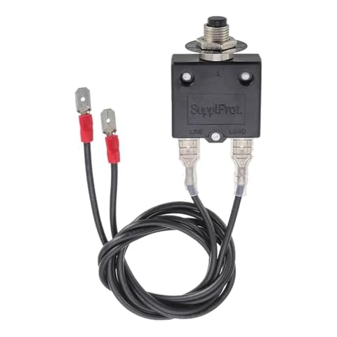 HUAREW Push Button Circuit Breaker 3 Amp, Fuse Tester Manual Reset 32V, Low Voltage Protection, with 18 AWG Wires、Hex Nut、Grip Nut Ring Cover