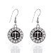 Scale Of Justice Circle Charm Earrings French Hook Clear Crystal Rhinestones