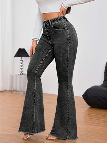 Image of KOTTY Women's Bootcut Flare Jeans with Slim Fit Thigh and Wide Hem Design