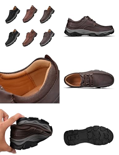 Men's Orthopedic Leather Dress Shoes,Comfort Slip On/Lace up Non-Slip Softsole Casual Oxford Moccasins Walking Loafers2