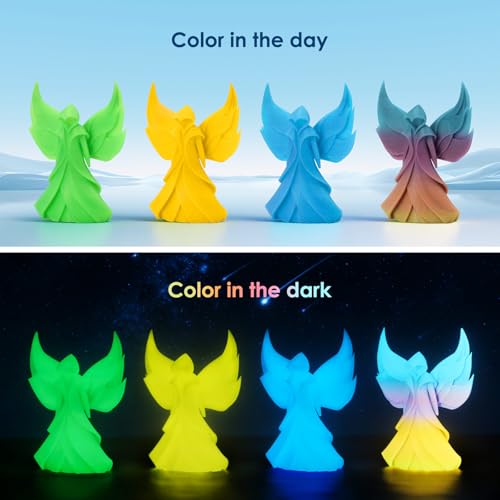 Image of RepRapper 4 x 250g Glow Colors Pack, Glow in the Dark PLA Filament 1.75mm (+- 0.03mm) for 3D Printer, 4x250g Spools - Green, Blue, Yellow, Rainbow