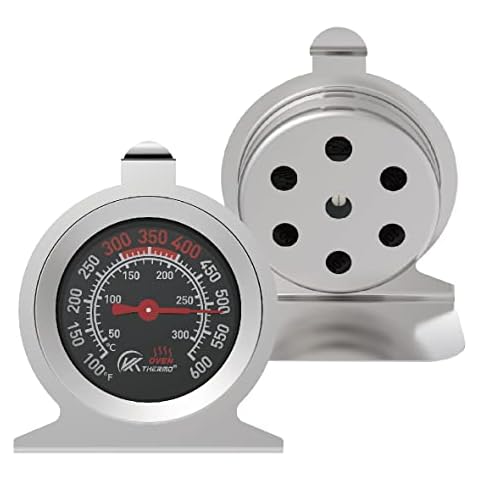 KT THERMO Oven Thermometer NSF Accurately with Dual Scale, Large Hook and Panel Base for Hang or Stand Easily,Safe Leave in Oven for Long time Kitchen Cooking Cover