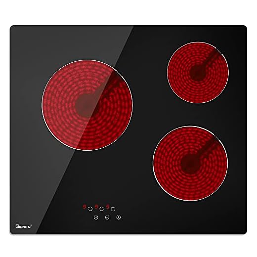 GIONIEN GTM533B Placa de Vitrocerámica de 3 zonas, Encimera Vitrocerámica Eléctrica, con Protección para Niños y Control de Sensor Táctil, 5300W Potencia Total(Negro)