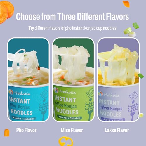 Image of Hethstia Konjac Noodle Soup Cups, Laksa Flavor, Shirataki, 6 Pack | Low Carb, Gluten-Free, Vegan, Keto Friendly, Sugar-Free, Low Calories, Ready in Minutes