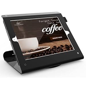 Pinikox Retail Kiosk Tablet Stand Compatible with 10.2 inch iPad 9th 8th 7th Gen, Business Desktop POS iPad Stand, Anti-Theft Lock, 360° Swivel Base, Metal, Black
