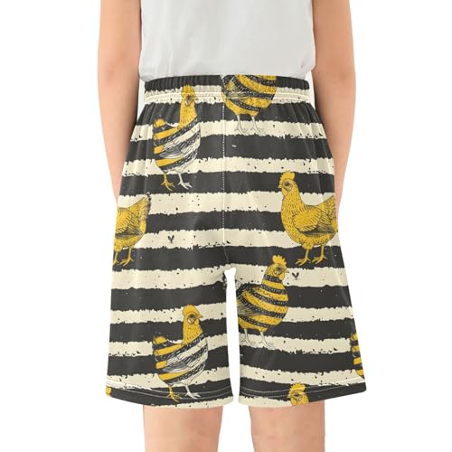 Chickens Wearing Stripes Short Pajama Pants Bottoms Soft Sleepwear with Pockets2