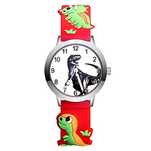 Reloj de niña Dibujos Animados de Moda Estilo de Dinosaurio Lindo Relojes Estudiantes Niñas Niños Cuarzo Reloj de Pulsera de Silicona 3D Relojes para niñas (Color : Sky Blue)