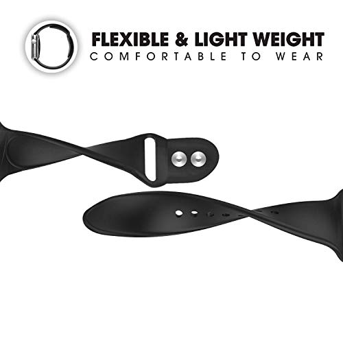 Image of GRIPP Soft Silicone Watch Strap for 40mm /41mm /42mm, Watch Series 11 /10 /9 /8 /7 /6 /5 /4 /3 /2 /1, SE 3 /2 /1, Slim, Lightweight, Adjustable (Watch Not Included) - Black