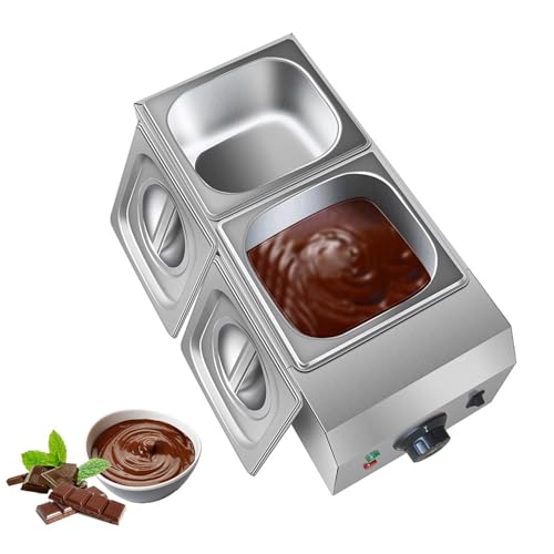 guoyjmm Temperadora de Chocolate con 2 ollas 30-85℃ Máquina derretidora de Chocolate Fundidor de Chocolate Comercial de 1000W Calentador de Agua para fundir Chocolate,220V