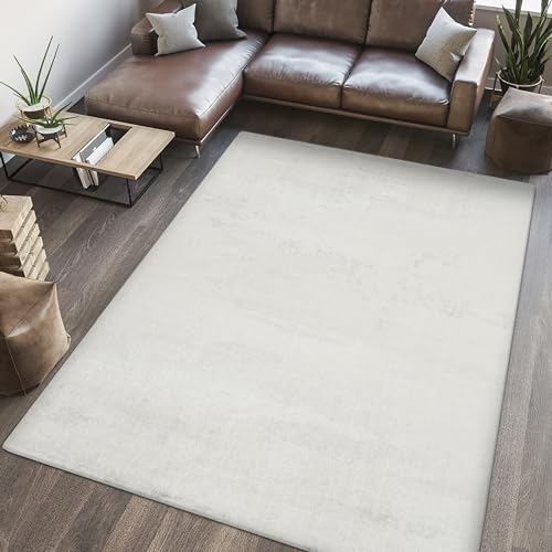 Tapete para interiores crema 4 x 6 ft lavable a máquina miniatura 2
