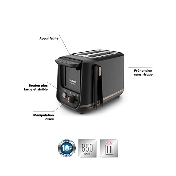   Tefal-Includeo-Toaster-with-2-Slots-Magnetic-Clamps-Large-Orders-7-Levels-of-Gilding-Removable-Crumb-Tray-Lift-Function-TT533811-Black