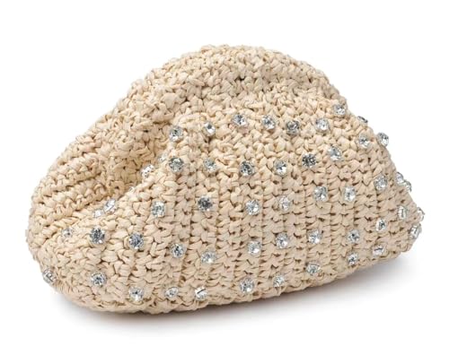 Rhinestone Straw Beach Bag Women Cute Shoulder Tote Bag Crossbody Purse Travel Beach Bag Summer Top-handle Hobo Bags 20252