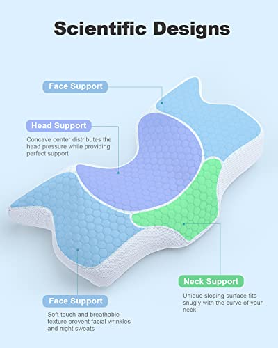 Foamula Cervical Memory Foam Pillow, Contour Cooling Pillows For Neck And Shoulder Pain, Ergonomic Orthopedic Sleeping Neck Contoured Support Pillow For Side Sleepers, Back And Stomach Sleepers #TOP2