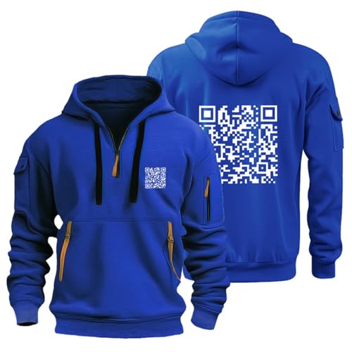 Generisch Sweat à capuche pour homme avec code QR imprimé - Sweats à capuche tendance pour les loisirs, l'automne et l'extérieur - Design cool comme veste et...