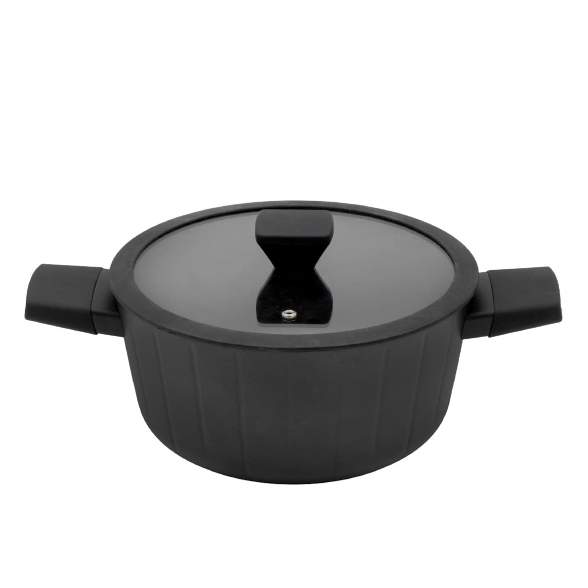 Blackmoor67299 Neuvo 24cm Stock Pot with Lid/All Hob Types Incl. Induction, Gas, Electric/Black Non-Stick 5-Layer Cookware/Recycled Body & Soft Touch Handles