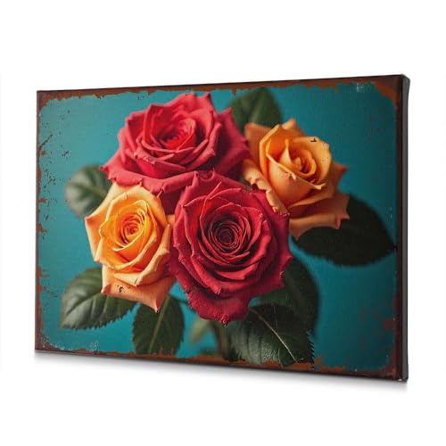 Toile décorative pour salon aux roses chaleureuses pour cocooning
