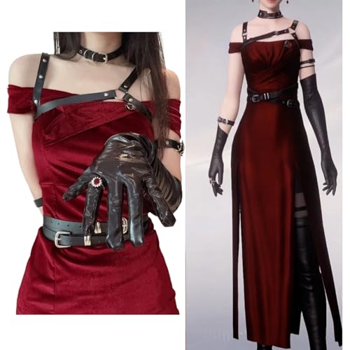 Love and Deepspace girl dress girl's skirt Cosplay Decoration, Cosplay Accessory Rose red velvet skirt Miss Hunter Clothes2