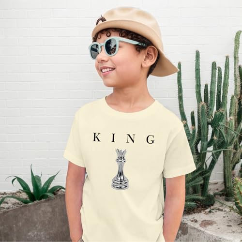Image of Boys Graphic Tee King Chess Printed T-Shirt Kids Cool Designer Shirts Short Sleeve Shirt Clothes for Teen Boy Trendy