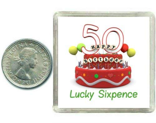 Oaktree Gifts 50th Birthday Lucky Silver Sixpence Gift in Presentation Keepsake Box