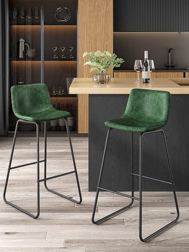 Image of 30in Bar Stools Counter Height Chairs Set of 6 Metal Legs (Green)
