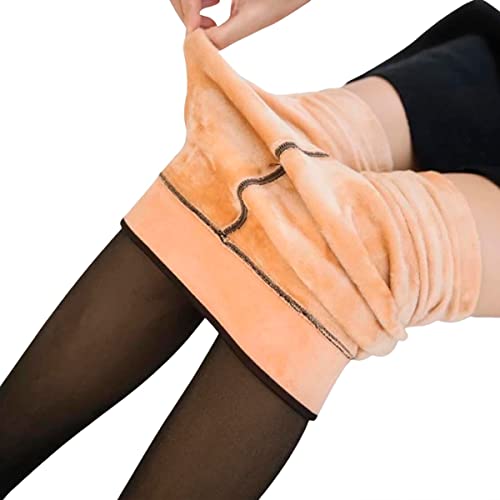 Meia Calça Termica Feminina Translucida Forrada Fio 220 C/pé (Único - veste tam. 36 ao 42, Preta tra