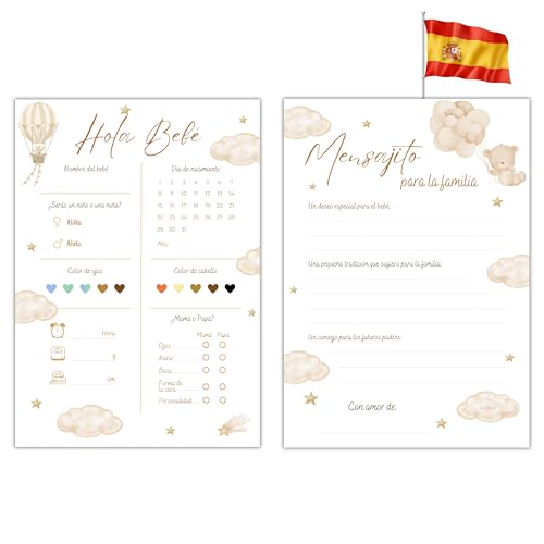 Milijou 20 prognosekaarten voor babyshower, neutraal beige design voor meisjes of jongens, voorspellingsset voor genderreveal, babyshower, cadeau voor zwangere of aanstaande moeder