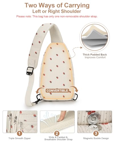 Image of Capolo Sling Bag for Women Men Waterproof Crossbody Bags for Women Trendy Casual Fanny Pack with Convertible Shoulder Strap Chest Bag for Travel Hiking(Strawberry, Medium)