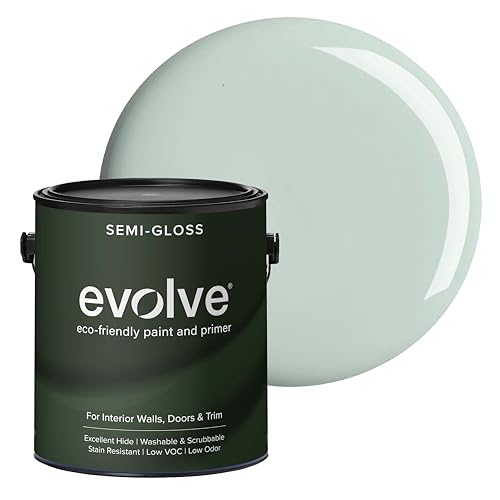 Evolve Interior Paint & Primer, Four Sheens, 1-Gallon & 5-Gallon, Designer Curated Color Palette – One-Coat Coverage, Excellent Hide, Low VOC, Low Odor, Washable Paint for Walls, Ceilings & Trim - Semi-Gloss Sheen (Greenhouse, 1-Gallon (128 fl. Oz.))