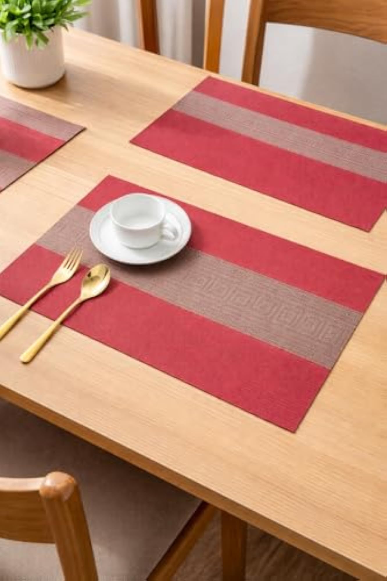 Heat-Resistant PVC Woven Placemat Set with Runner, Non-Slip