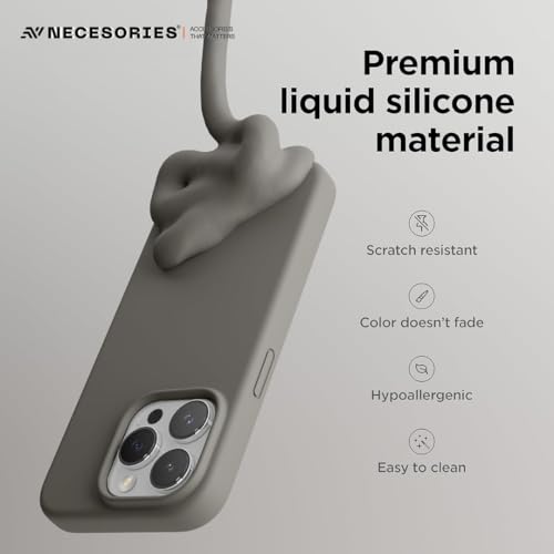 Image of Liquid Silicone Case Compatible for iPhone 15 Pro Gray | Slim Back Cover | Soft Touch Bumper | Shockproof Drop Protection | Microfiber Cloth Inside | Sleek Solid Design