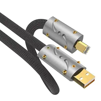 Viborg UC01 HiFi USB Cable Silver Plated Copper USB Cord 3.3FT/1M Type A to B Audiophile USB Wire A-B DAC Decoder Printer Data Cable