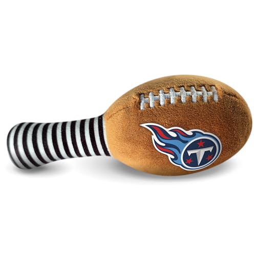 Image of Tennessee Titans Plush Football Rattle by Smilo - Officially Licensed NFL Baby Rattle Toy - Soft Baby Rattle with Bell - for Babies and Toddlers from 3 Months