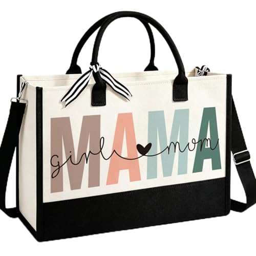Girl Mom Tote Bag, Mother & Baby Gift, Canvas Purse