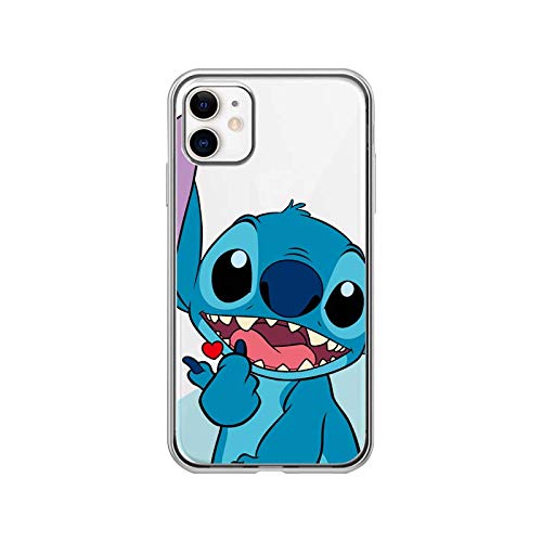 Ultra Slim Soft TPU Transparent Blue Stitch Case for iPhone XR iPhoneXR Finger Heart Red Love Disney Disneyland Cartoon Cute Chic Lovely Clear Fun Cool Girls Women Teens Kids Daughter